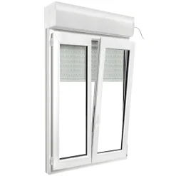 Fenêtre PVC 2 vantaux oscillo-battant + volet roulant électrique blanc - l.80 x h.135 cm-GoodHome Online