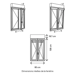 Fenêtre PVC 2 vantaux oscillo-battant + volet roulant électrique blanc - l.80 x h.135 cm-GoodHome Online