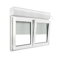 Fenêtre PVC 2 vantaux oscillo-battant + volet roulant électrique blanc - l.140 x h.95 cm-GoodHome Hot