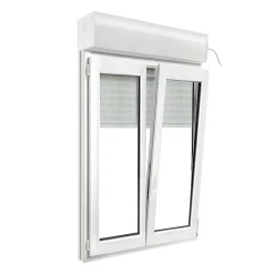 GoodHome Fenêtre PVC 2 vantaux oscillo-battant + volet roulant électrique blanc - 100 x h.145 cm