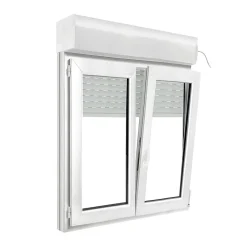 GoodHome Fenêtre PVC 2 vantaux oscillo-battant + volet roulant électrique blanc - l.100 x h.115 cm