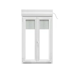 Fenêtre PVC 2 vantaux oscillo-battant + volet roulant électrique gris - l.90 x h.155 cm-GoodHome New