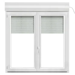Fenêtre PVC 2 vantaux oscillo-battant + volet roulant électrique blanc - l.140 x h.135 cm-GoodHome Sale
