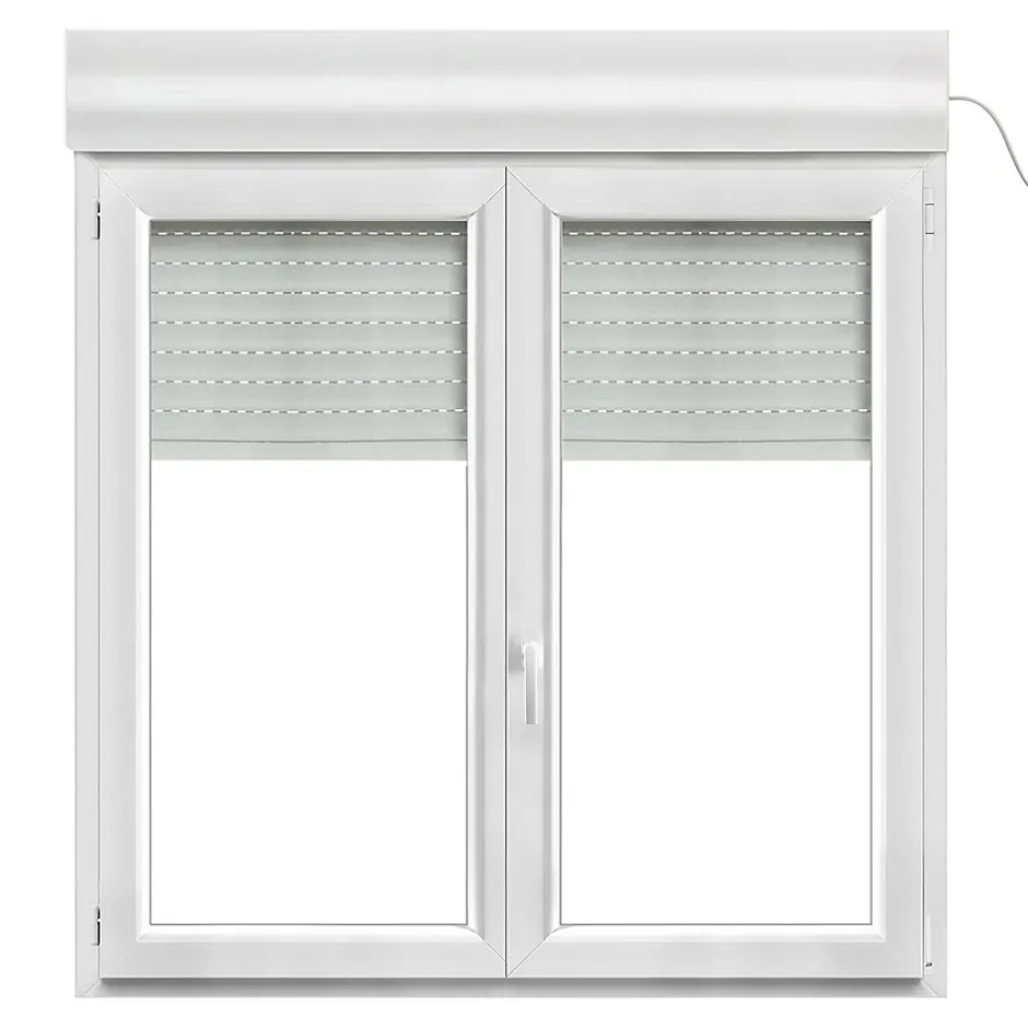 Fenêtre PVC 2 vantaux oscillo-battant + volet roulant électrique blanc - l.140 x h.135 cm-GoodHome Sale
