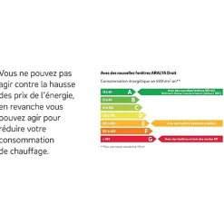 Gefradis Fenêtre PVC abattant 1 vantail blanc H 45 x L 80 cm avec poignée pour pose en neuf