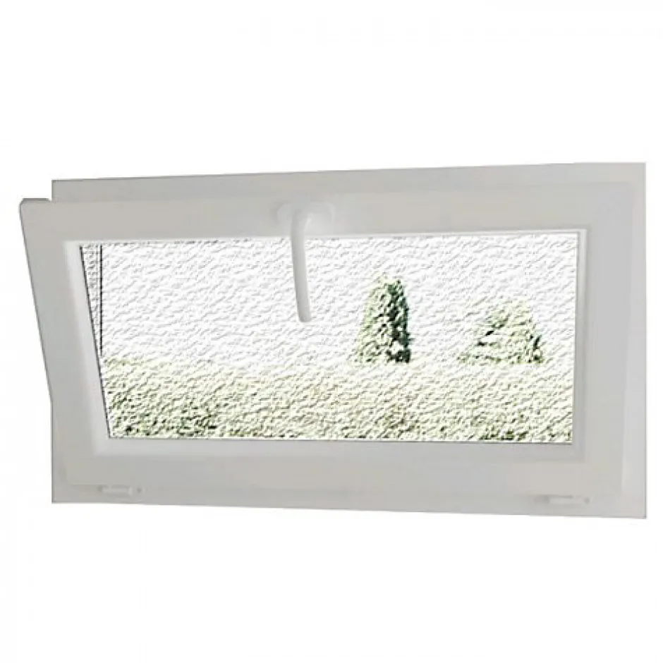 Gefradis Fenêtre PVC abattant 1 vantail anthracite H 60 x L 90 cm verre brouillé + poignée pour pose en neuf