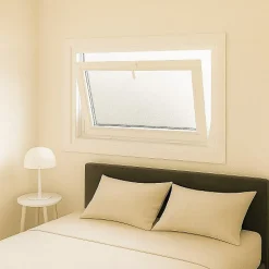 Gefradis Fenêtre PVC abattant 1 vantail anthracite H 45 x L 40 cm verre brouillé + poignée pour pose en neuf