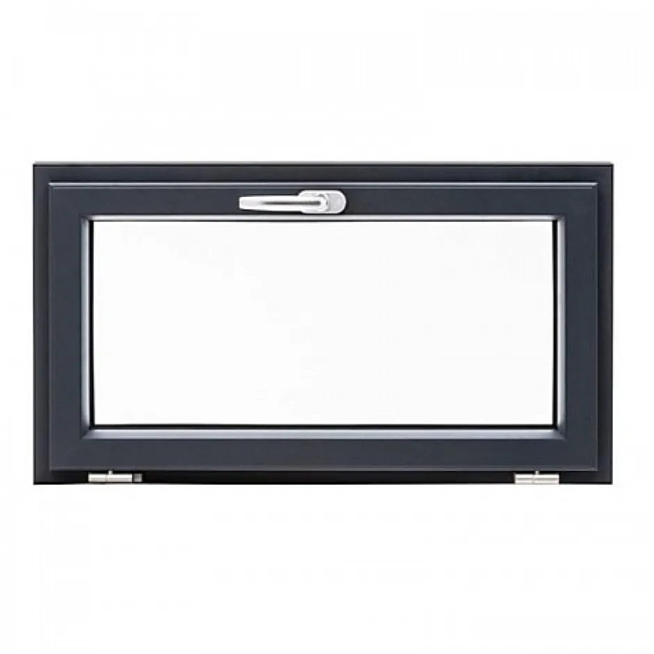 Gefradis Fenêtre PVC abattant 1 vantail anthracite H 45 x L 60 cm avec poignée pour pose en neuf