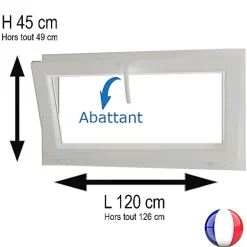 Fenêtre PVC abattant 1 vantail blanc H 45 x L 120 cm avec poignée pour pose en neuf-Gefradis Online