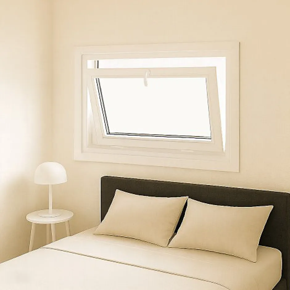 Fenêtre PVC abattant 1 vantail blanc H 60 x L 90 cm avec poignée pour pose en neuf-Gefradis Hot