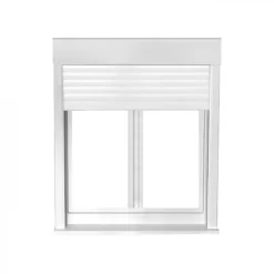 Gefradis Fenêtre PVC avec volet roulant électrique H 115 x L 120 cm 2 vantaux pour pose en neuf