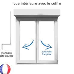 Gefradis Fenêtre PVC avec volet roulant manivelle PVC H 155 x L 150 cm 2 vantaux pour pose en neuf