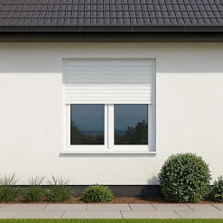 Gefradis Fenêtre PVC avec volet roulant électrique H 205 x L 110 cm 2 vantaux pour pose en neuf