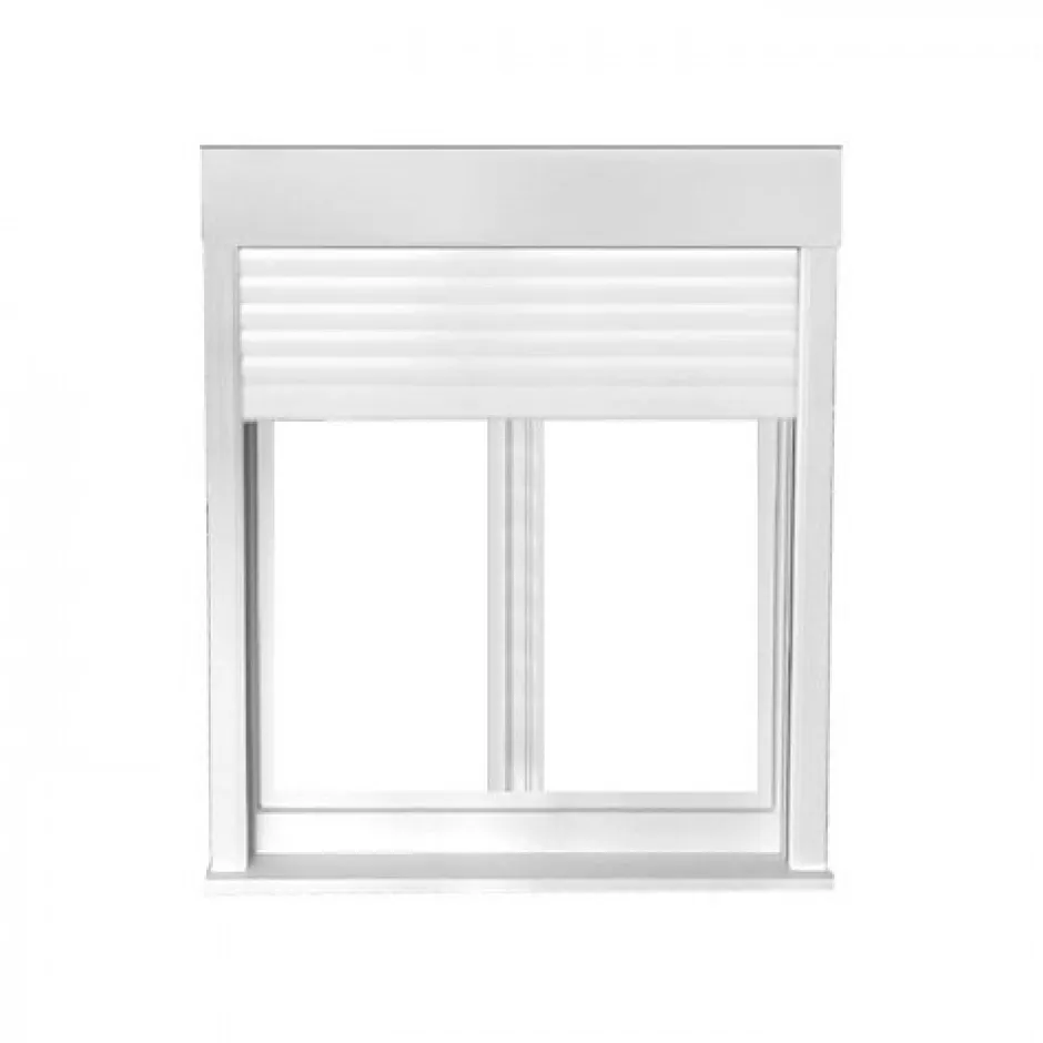 Gefradis Fenêtre PVC avec volet roulant électrique H 155 x L 80 cm 2 vantaux pour pose en neuf