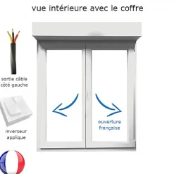 Gefradis Fenêtre PVC avec volet roulant électrique H 75 x L 120 cm 2 vantaux pour pose en neuf