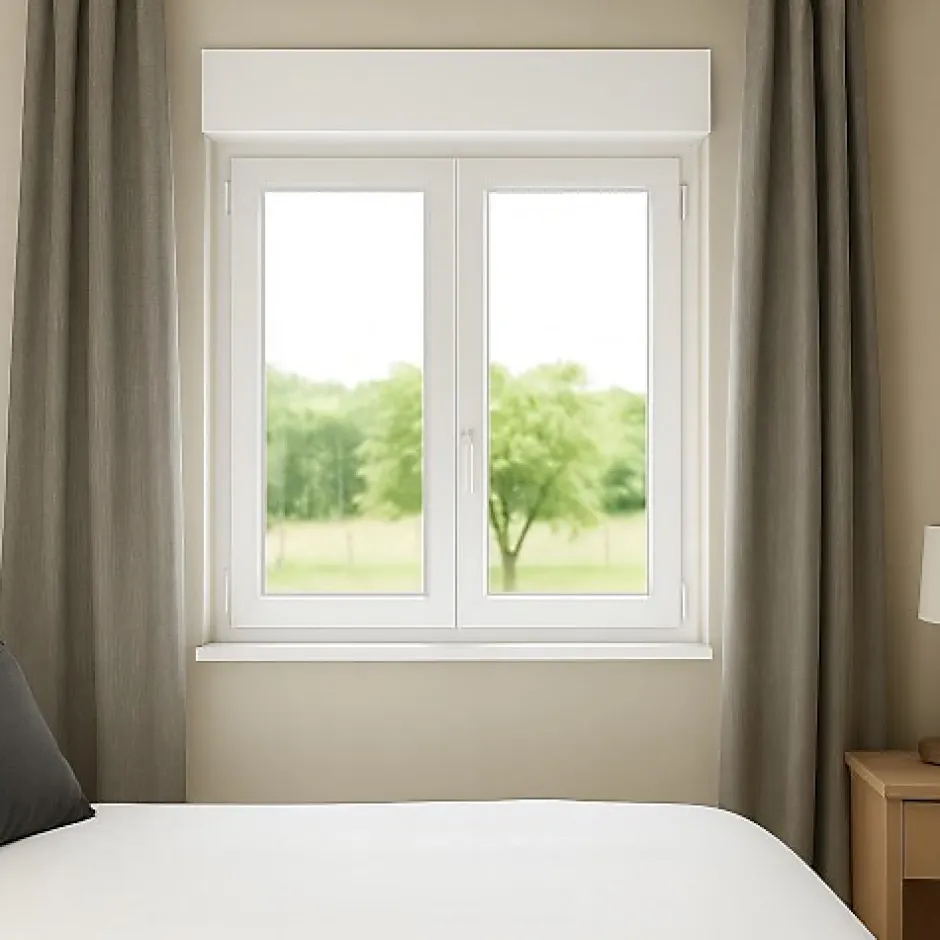 Fenêtre PVC avec volet roulant électrique H 145 x L 110 cm 2 vantaux pour pose en neuf-Gefradis Hot