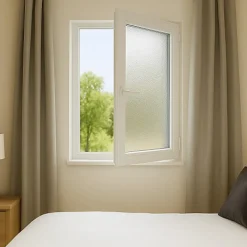 Gefradis Fenêtre PVC blanc 1 vantail hors tout H 76 x L 66 cm ouverture française verre brouillé pour pose rénovation - tirant droit