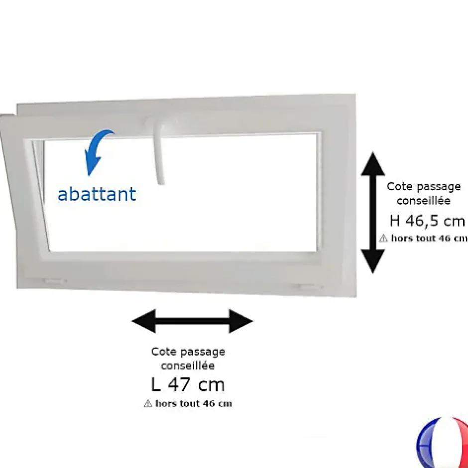Fenêtre PVC blanc 1 vantail abattant hors tout H 46 x L 46 cm pour pose rénovation-Gefradis Clearance