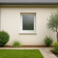 Gefradis Fenêtre PVC blanc 1 vantail hors tout H 61 x L 46 cm ouverture française verre brouillé pour pose rénovation - tirant gauche