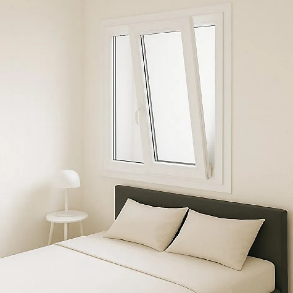 Gefradis Fenêtre PVC blanc 2 vantaux hors tout H 106 x L 126 cm oscillo battant pour pose rénovation