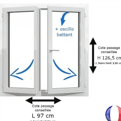 Fenêtre PVC blanc 2 vantaux hors tout H 126 x L 96 cm oscillo battant pour pose rénovation-Gefradis Hot