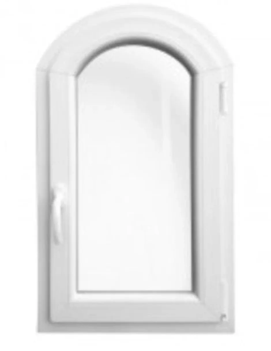 3 in 1 Fenêtre PVC cintré 1 ventail ouvrant RAL 9016 ( L.: 90 cm x H.: 70 cm)