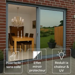 Film adhésif miroir privatif pour fenêtre au mètre - Anti-Regard Anti-UV Anti-Chaleur - 90cmx20m-Ambiance Sticker Best