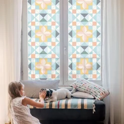 Wallfluent Film décoratif pour vitre 100x100 cm d'Intimité pour Fenêtre Rayures Géométrie Colorée 1 rol.