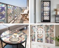 Film décoratif pour vitre 50x146 cm de protection d'intimité Mosaïques Colorées 1 rol.-Wallfluent Discount