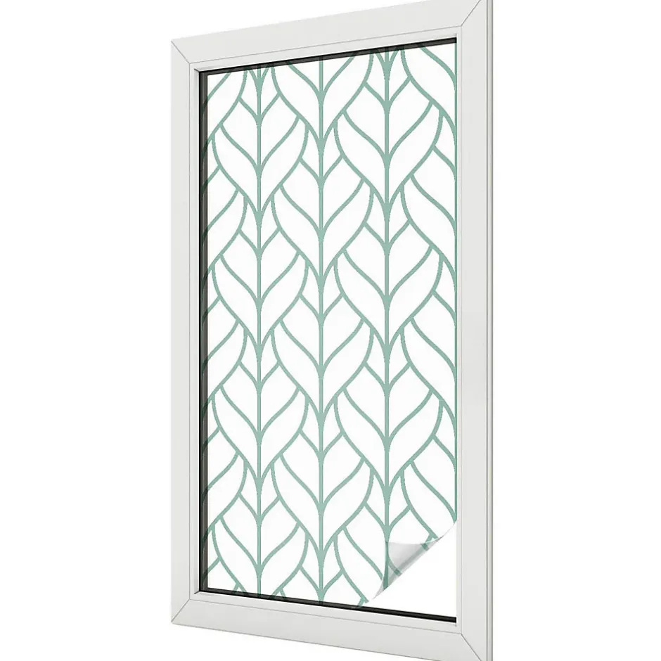 Film décoratif pour vitre 50x100 cm Protège efficacement l'intimité Symétrie Des Plantes 1 rol.-Wallfluent Clearance