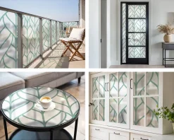 Film décoratif pour vitre 50x100 cm Protège efficacement l'intimité Symétrie Des Plantes 1 rol.-Wallfluent Clearance