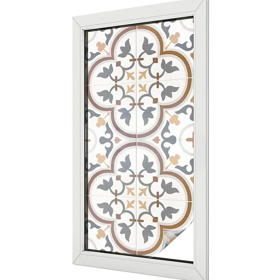 Film Ddépoli Autoadhésif 50x100 cm d'Intimité pour Fenêtre Rayures Ornements Carrelés 1 rol.-Wallfluent Hot