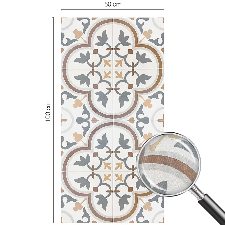 Film Ddépoli Autoadhésif 50x100 cm d'Intimité pour Fenêtre Rayures Ornements Carrelés 1 rol.-Wallfluent Hot