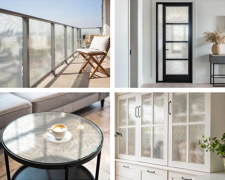 Film Ddépoli Autoadhésif 100x100 cm de protection d'intimité Élégance Feuillue 1 rol.-Wallfluent Hot