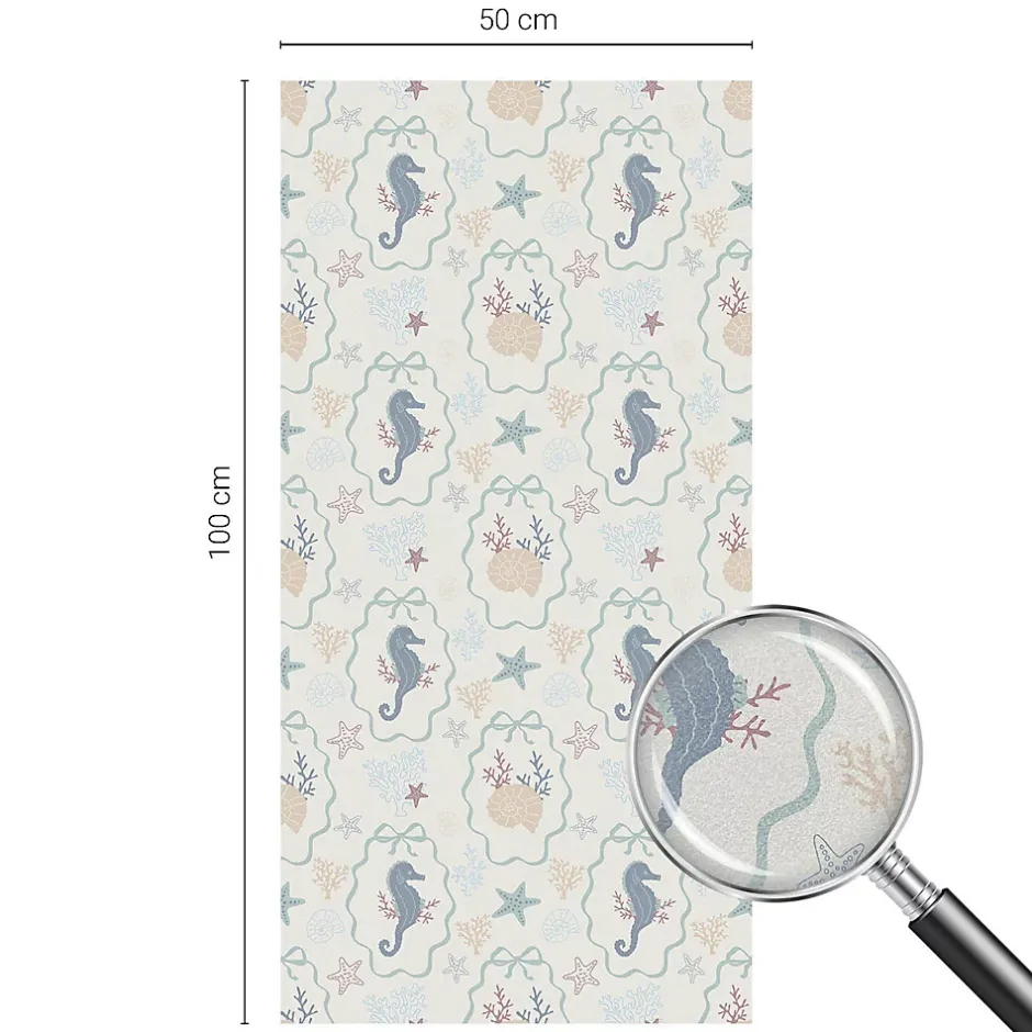 Wallfluent Film Ddépoli Autoadhésif 50x100 cm Protège efficacement l'intimité Hippocampes 1 rol.