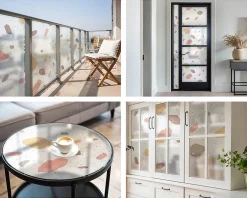 Wallfluent Film Ddépoli Autoadhésif 50x146 cm de protection d'intimité Terrazzo Abstrait 1 rol.