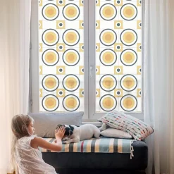 Film Ddépoli Autoadhésif 100x116 cm décoratif vitrail Cercles Rétro 1 rol.-Wallfluent Sale