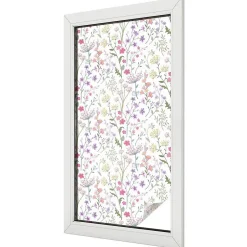 Film dépoli blanc adhésif 50x100 cm d'Intimité pour Fenêtre Rayures Prairie Fleurie 1 rol.-Wallfluent Outlet