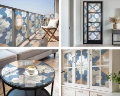 Wallfluent Film dépoli blanc adhésif 100x100 cm Protège efficacement l'intimité Motifs Symétriques 1 rol.