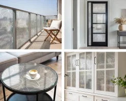 Film dépoli blanc adhésif 100x100 cm décoratif vitrail Élégance Feuillue 1 rol.-Wallfluent Hot