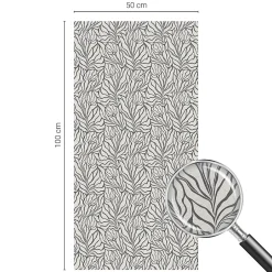 Film dépoli blanc adhésif 50x100 cm décoratif vitrail Feuilles Fleurs 1 rol.-Wallfluent New