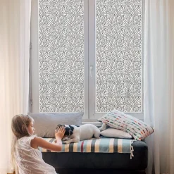 Film dépoli blanc adhésif 50x100 cm décoratif vitrail Feuilles Fleurs 1 rol.-Wallfluent New