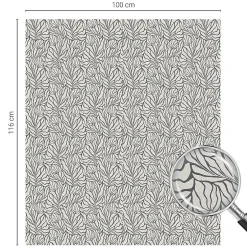 Wallfluent Film dépoli blanc adhésif 100x116 cm décoratif vitrail Feuilles Fleurs 1 rol.