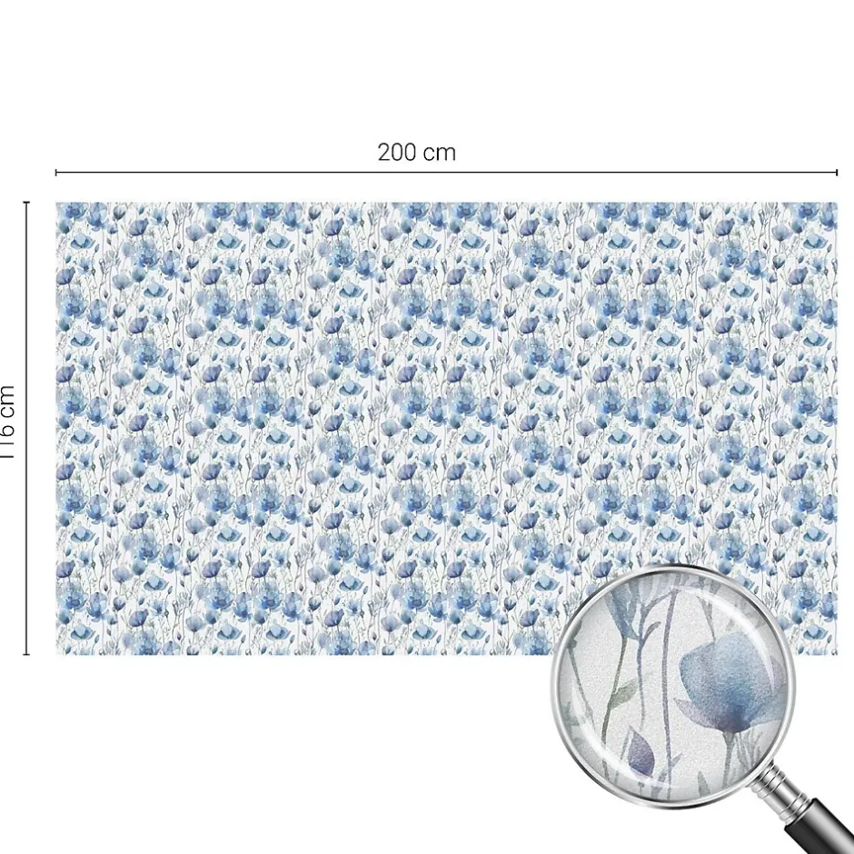 Wallfluent Film dépoli blanc adhésif 200x116 cm décoratif vitrail Fleurs À L'aquarelle 1 rol.