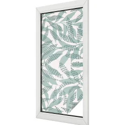 Wallfluent Film dépoli blanc adhésif 50x116 cm de protection d'intimité Feuilles Vertes 1 rol.