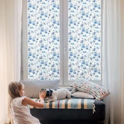 Wallfluent Film dépoli blanc adhésif 50x116 cm décoratif vitrail Fleurs À L'aquarelle 1 rol.