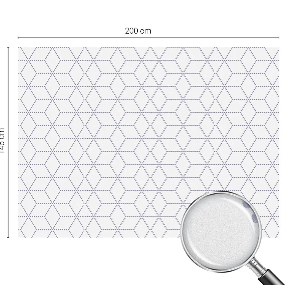 Wallfluent Film dépoli blanc adhésif 200x146 cm d'Intimité pour Fenêtre Rayures Losanges Violets 1 rol.