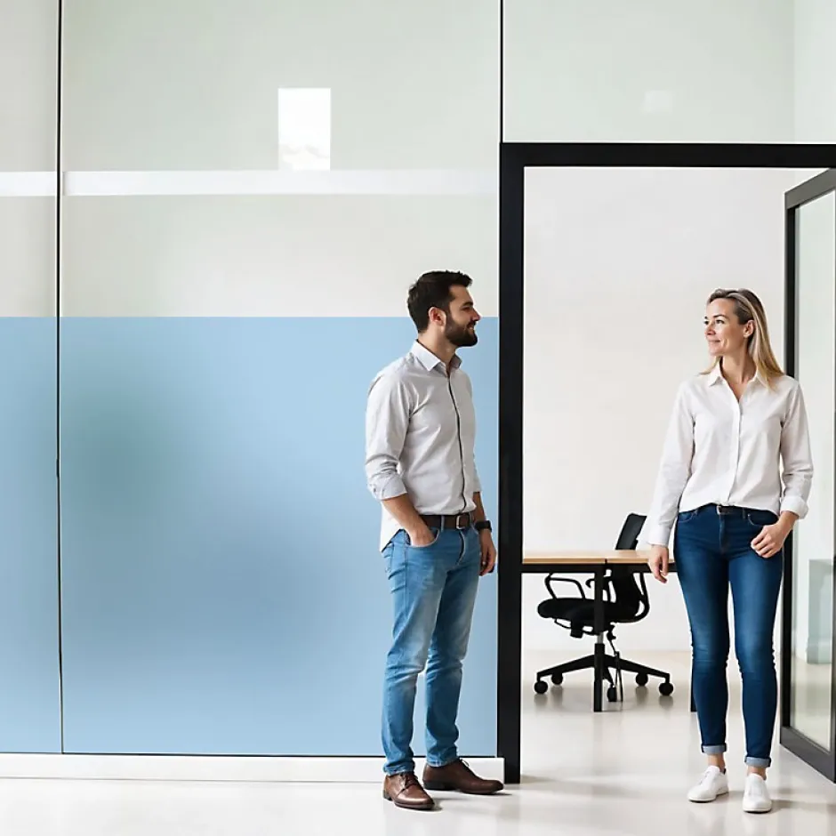 Film dépoli bleu adhésif - 75 cm x 0.5 m - en Rouleau - DIMEXACT- Best