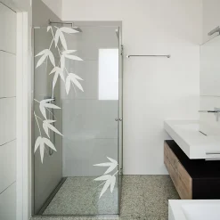 Ambiance Sticker Film Fenêtre Anti Regard Occultant - FEUILLES DE BAMBOU - Stickers Autocollant Brise-Vue pour Vitre & Porte de Douche - 120x35cm
