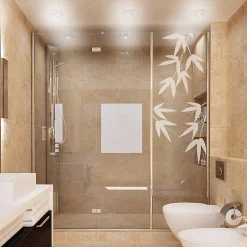 Ambiance Sticker Film Fenêtre Anti Regard Occultant - FEUILLES DE BAMBOU - Stickers Autocollant Brise-Vue pour Vitre & Porte de Douche - 120x35cm